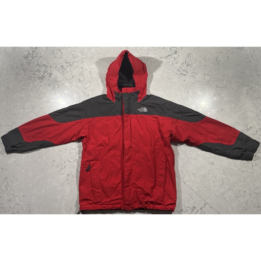 VTG The North Face Jacket Youth XL Red Hooded Full Zip Nylon Rain Shell ALS9